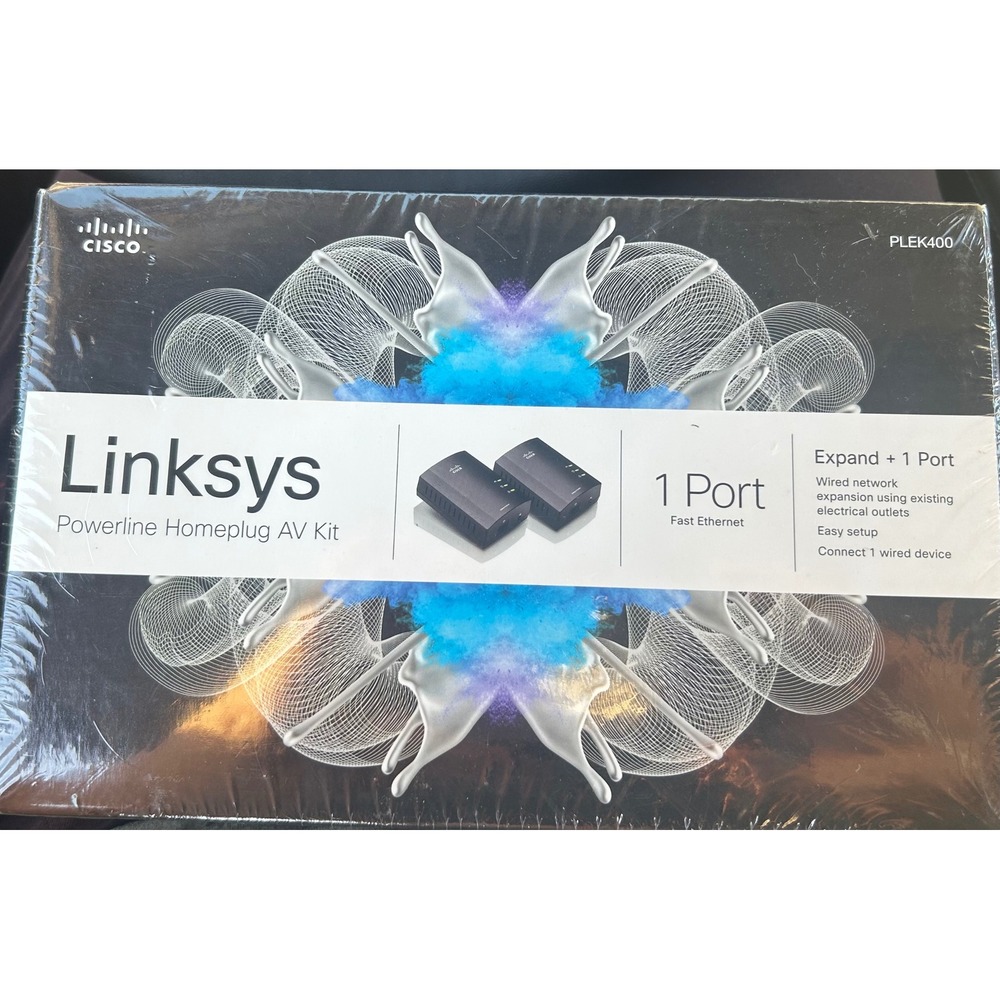 Linksys Powerline Homeplug AV 1 Port Fast Ethernet Kit PLEK400 New Sealed